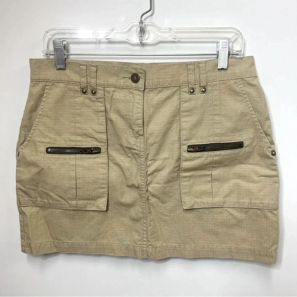 BISOU BISOU Khaki "Safari" Mini Cargo Skirt 100% Cotton size 8